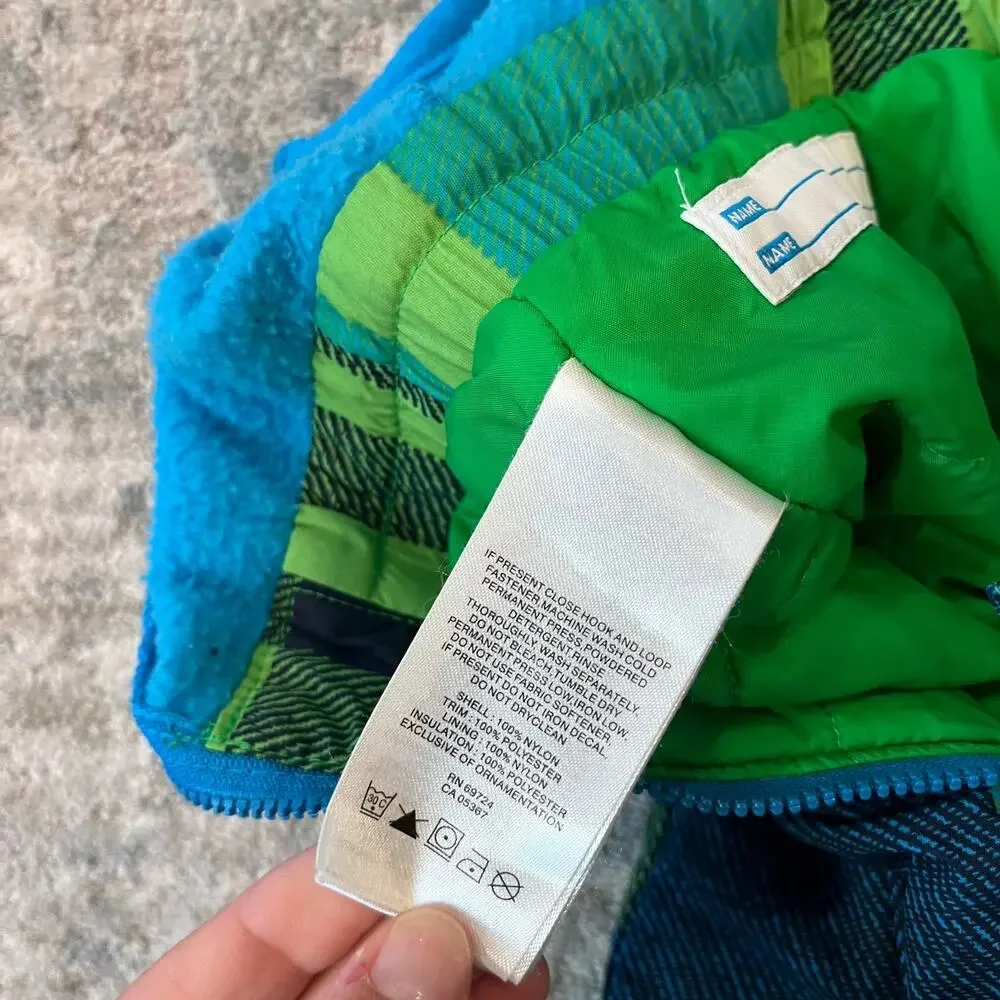 Columbia Blue Green Plaid Snow Bib Overalls 2T